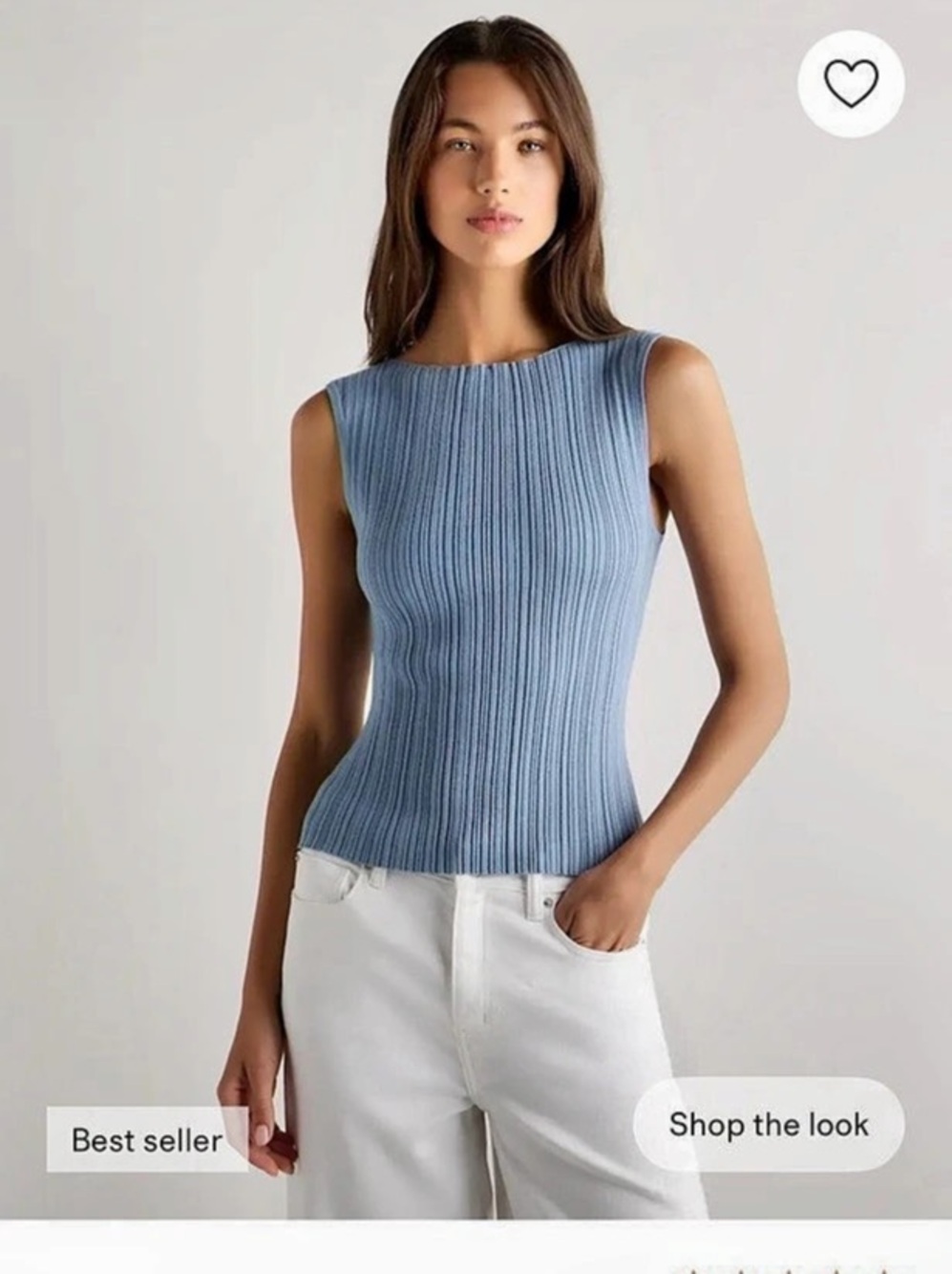 Quince Cotton Cashmere Ribbed Tank Top Blue